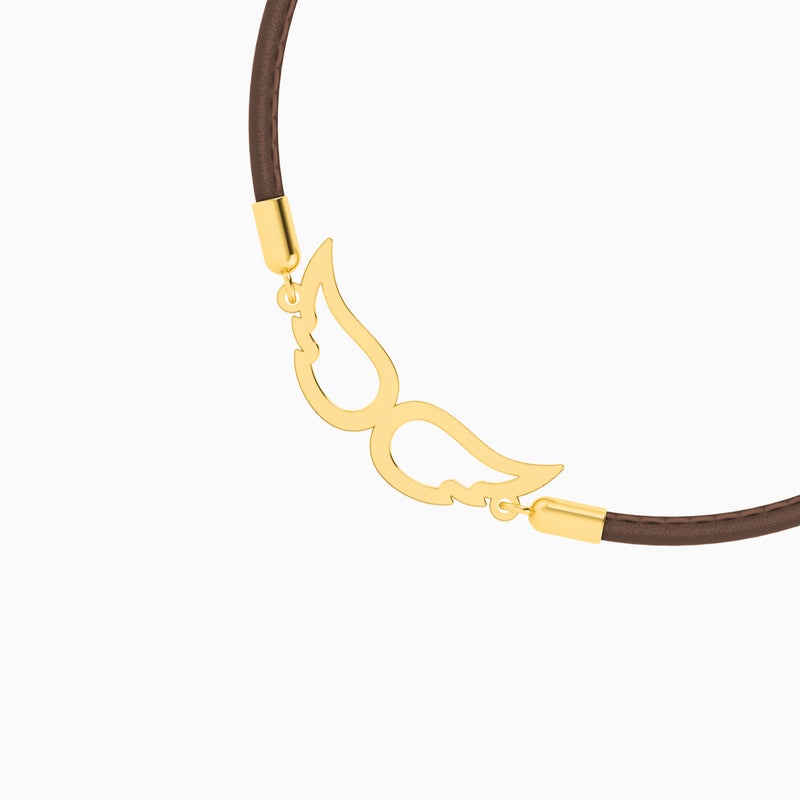 Miss L' by L'azurde Leather Bracelet Wings Pendant in 18K Gold - Image 4